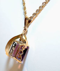 Vintage 1940s 14+ Carat Amethyst Pendant in 14K Yellow Gold with Chain - $5K VALUE APR 57