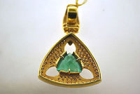 Contemporary 4 Carat Emerald & Diamond Pendant with 74 Diamonds in 18K Yellow Gold - $18K VALUE APR 57