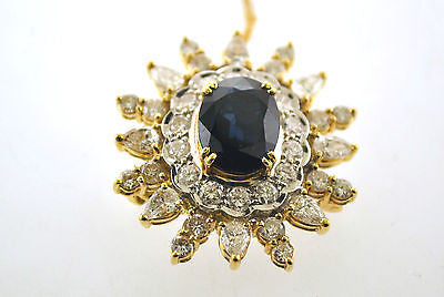 Contemporary Sunburst Diamond & Sapphire Brooch/Pendant in 18K White & Yellow Gold - $60K VALUE APR 57