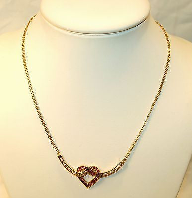 Contemporary Diamond & Ruby Heart Necklace in Solid 14K Yellow Gold - $15K VALUE APR 57