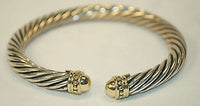 DAVID YURMAN Contemporary 14K Yellow Gold & Sterling Silver Cable Cuff Bracelet - $4K VALUE APR 57