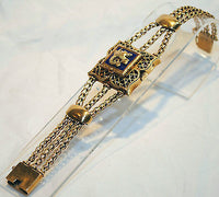 1930s Vintage Negin Covered Watch Bracelet in 14K Yellow Gold with Blue Enamel - $40K VALUE APR 57