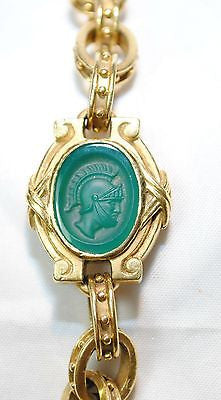 1950's Vintage Etruscan-Style Roman Soldier Cameo Bracelet with Carnelian, Green Agate, Sapphire, Emerald & Ruby - $40K VALUE APR 57
