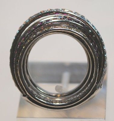 DE GRISOGNO Contemporary Designer Allegra Ring in 18K White Gold with Blue Topaz, Peridot, Emerald, & Sapphire Gemstones - $20K VALUE APR 57