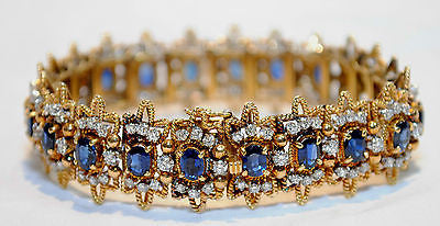 1960s Vintage JG Jewelry Sapphire & Diamond Bracelet in 18K Yellow Gold & Platinum - $45K VALUE APR 57