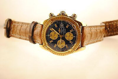 Breitling Chronomat Chronograph Automatic Wristwatch in 18K Yellow Gold with Blue Dial & 3 Subdials - $30K VALUE APR 57