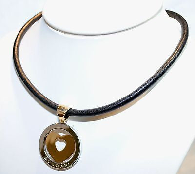 BVLGARI Genuine 18K Yellow Gold & Steel Heart Pendant with Original Cord - $3K VALUE APR 57