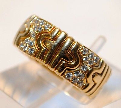 BVLGARI Pave 18K Yellow Gold Ring with 55 Diamonds - $20K VALUE APR 57