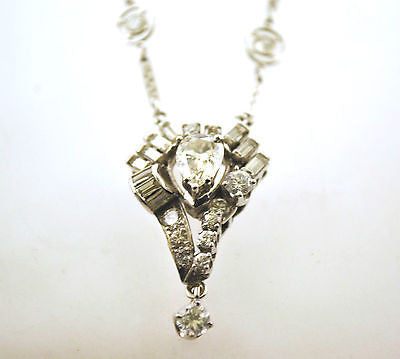 Vintage Art Deco Style 6 Carat Diamond Pendant with Necklace in 18K White Gold - $50K VALUE APR 57