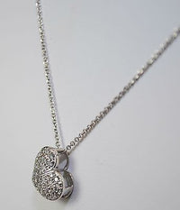 Contemporary Pave Diamond Classic Heart Necklace in 14K White Gold - $8K VALUE APR 57
