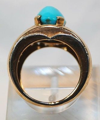 BVLGARI 1970s Vintage 4 Carat Turquoise & Diamond Ring in 18K Gold - $15K VALUE APR 57