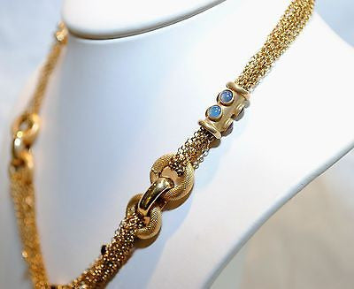 1960s Vintage Multi Colored Chalcedony & Opal Chain Necklace in 14K Yellow Gold - $20K VALUE APR 57