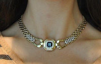 Contemporary Sapphire & Diamond Link Necklace in 14K Yellow Gold - $30K VALUE APR 57
