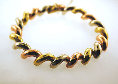 Contemporary Solid 14K Yellow, Rose, & White Gold Classic Tri Color Twist Link Bracelet - $8K VALUE APR 57
