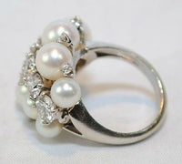 1930s Vintage 2.5 Carat Diamond & Pearl Cluster Ring in Solid 14K White Gold - $30K VALUE APR 57