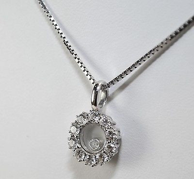 Contemporary Chopard Round Happy Diamond Pendant in 18K White Gold - $12K VALUE APR 57
