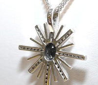 Contemporary BITA Sapphire & Diamond Cross Pendant in 14K White Gold with Triple Chain - $12K VALUE APR 57