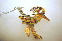 Contemporary Solid 14K Gold Bird Brooch/Pendant with Diamonds and Gemstones - $8K VALUE APR 57