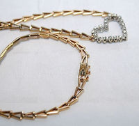 1970s Diamond Heart Necklace with Abstract 14K Yellow Gold Chain - $6K VALUE APR 57