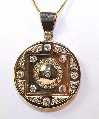 1960s Vintage 3 Carat Diamond Medallion Pendant in Solid 14K Yellow Gold - $20K VALUE APR 57