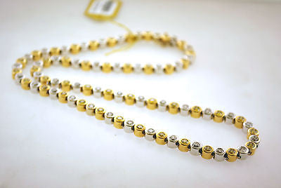 Contemporary Two-Tone Gold Bezel Necklace with Yellow & White Diamonds in 14K Yellow & White Gold - $100K Value APR 57