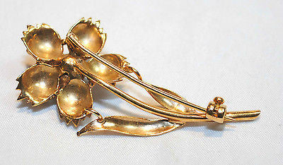 1950s Vintage Coral Flower Brooch in 18K Yellow Gold - $6K VALUE APR 57