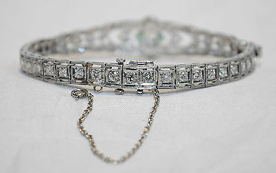 1930s Vintage 8 Carat Diamond & Emerald Bracelet in Platinum - $50K VALUE APR 57