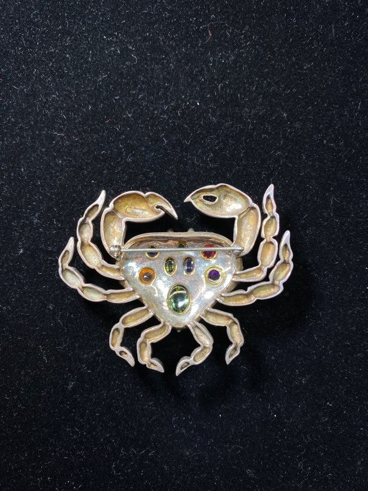 Tiffany's YG/Silver Rare Vintage Crab Brooch/Pin w 8 Colored Stones w $6K COA!!} APR 57