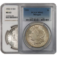 Morgan Silver Dollar Coin MS62 (1878-1904, PCGS or NGC) APR 57