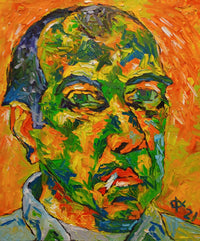 OLEG KUFAYEV "Portrait with Orange Background" Oil on Linen - $5K Appraisal Value! APR 57