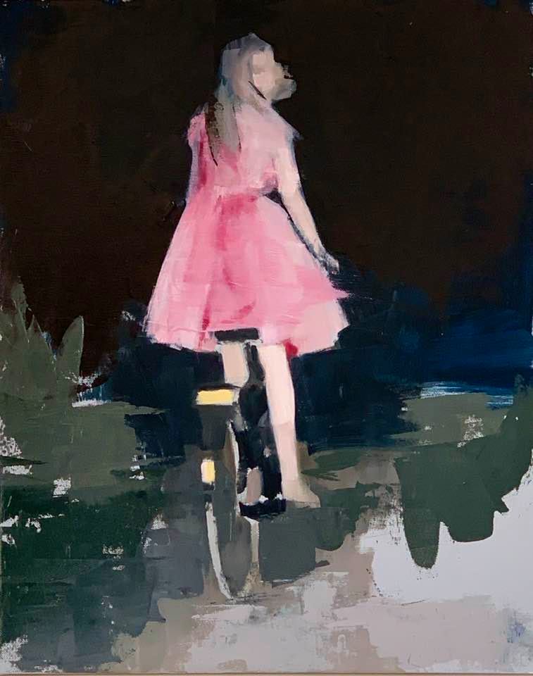 MARK TENNANT "Pink Bike" Oil on Canvas APR 57