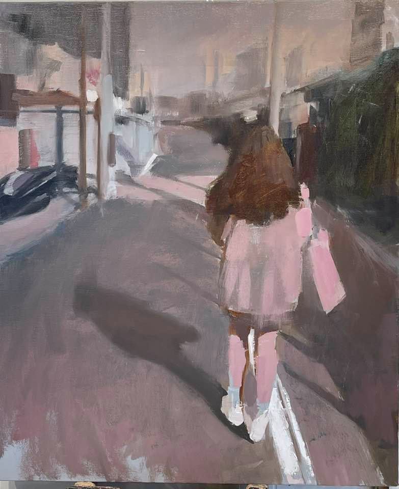 MARK TENNANT "Pink Coat" Oil on Canvas APR 57