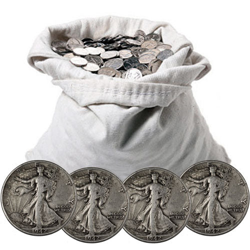 90% Silver Walking Liberty Half Dollars ($100 FV, Circulated) APR 57