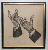 Torman, Unknown Title (Hands), Signed Charcoal on Fabric, C.1950s- w/CoA & $5K APR Value!+* APR 57