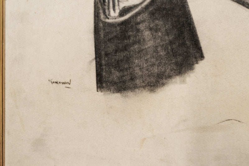 Torman, Unknown Title (Hands), Signed Charcoal on Fabric, C.1950s- w/CoA & $5K APR Value!+* APR 57