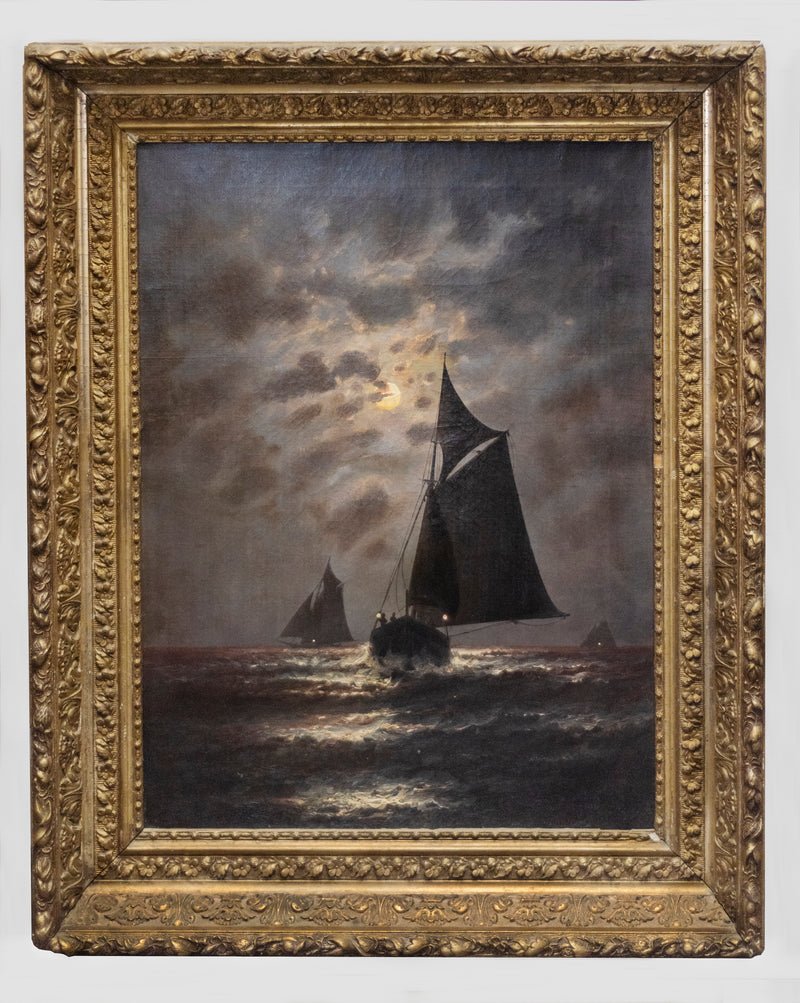 Charles Emerson Brown, Seascape, Signed Oil on Canvas in Period Frame c.1800s- w/COA & $20K APR!+* APR 57