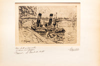 Paul Signac, "Paris: Pont des Arts with Tugs" Signed Original Etching, 1927 - $20K APR Value w/ CoA! + APR 57