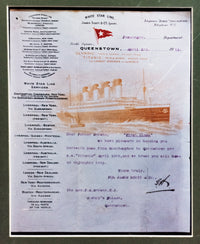 Reproduction of 1912 Titanic White Star Line Letter to Father Browne -w/CoA- $1K APR Value!+ APR 57