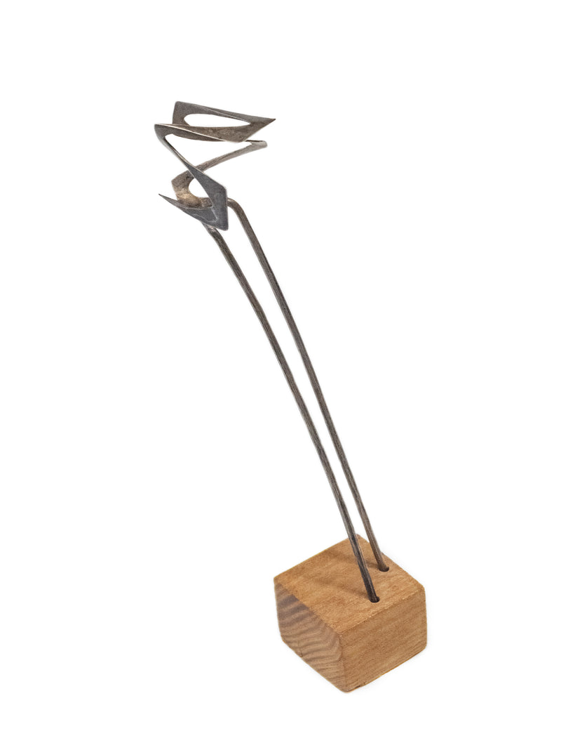 Unique George Rickey 1983 Silver Weareable Sculpture With Wooden Base - $20K APR Value w/ CoA! + APR 57