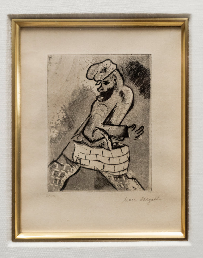 Marc Chagall, 'The Man With The Basket', 1922, Original Ltd. Edition Etching - $20K APR Value w/ CoA! + APR 57