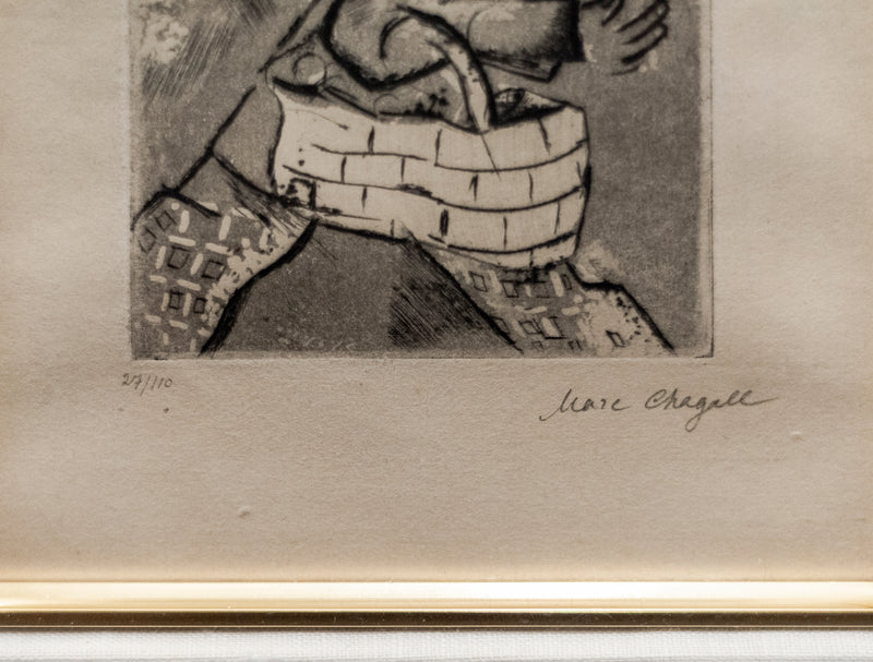 Marc Chagall, 'The Man With The Basket', 1922, Original Ltd. Edition Etching - $20K APR Value w/ CoA! + APR 57