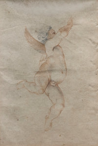 Joseph Heintz, 'A Flying Angel Holding a Palm Leaf,' 17th Century Chalk Drawing on Paper w/Handmade Frame - $20K APR Value w/ CoA! APR 57