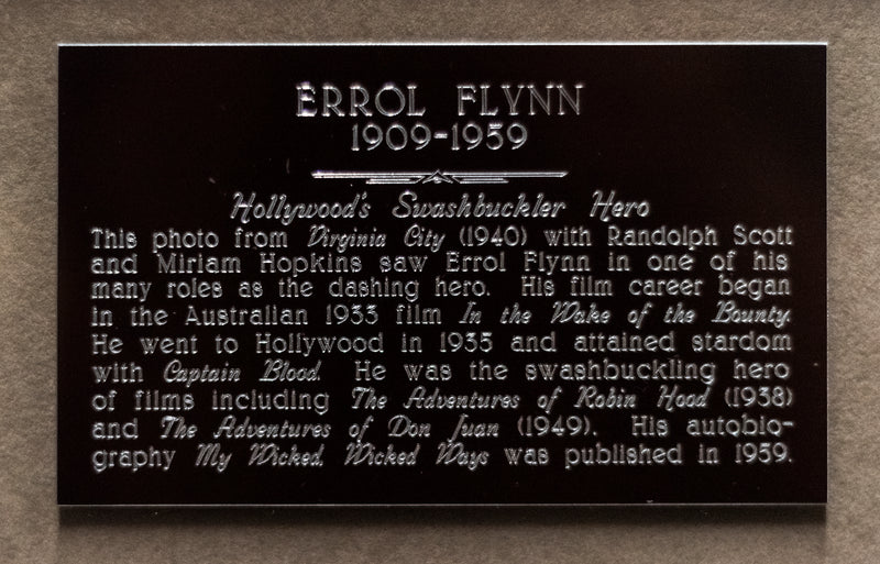 Errol Flynn Authentic 1940 Autographed Numbered "Virginia City" Film Still -w/CoA- $5K APR Value! APR 57