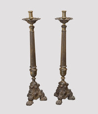 C.1890 Solid Brass 26’’ inches Tall Baroque Solid Brass Candlesticks -w/CoA- & $8K APR Value!+ APR 57