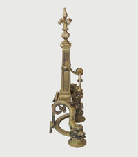 Antique 19th Century Solid Bronze Baroque Andirons With Ring -w/CoA- $20K APR Value!+ APR 57