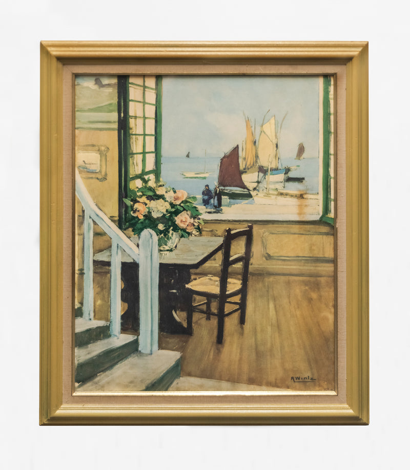RAYMOND WINTZ 'A Breton Window' Framed Vintage Print, C. 1950 - $3K Appraisal Value w/ CoA! ✓ APR 57