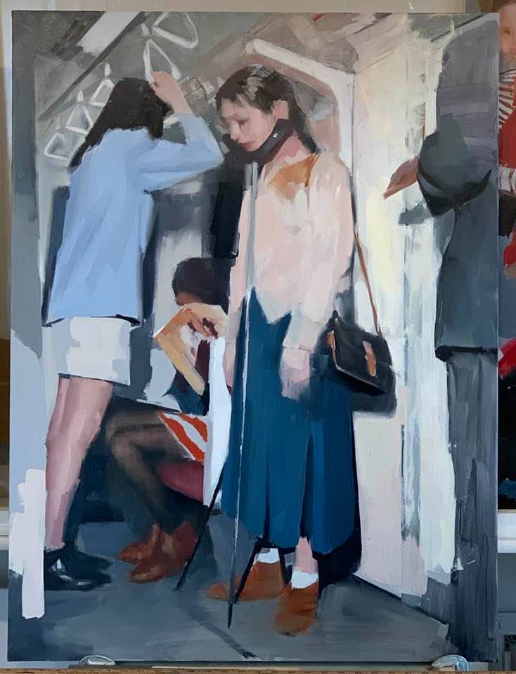 MARK TENNANT "Subway" Oil on Canvas APR 57