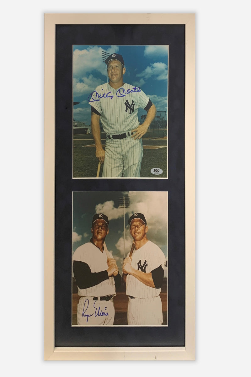 Autographed MICKEY MANTLE & ROGER MARIS NY Yankees Framed Photos 1960s - APR $4K APR 57