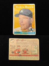 MICKEY MANTLE 1958 TOPPS #150 Baseball Card - $800 APR Value w/ CoA! APR 57