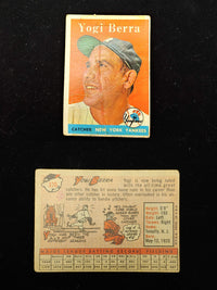 YOGI BERRA 1958 TOPPS #370 Baseball Card - $200 APR Value w/ CoA! APR 57
